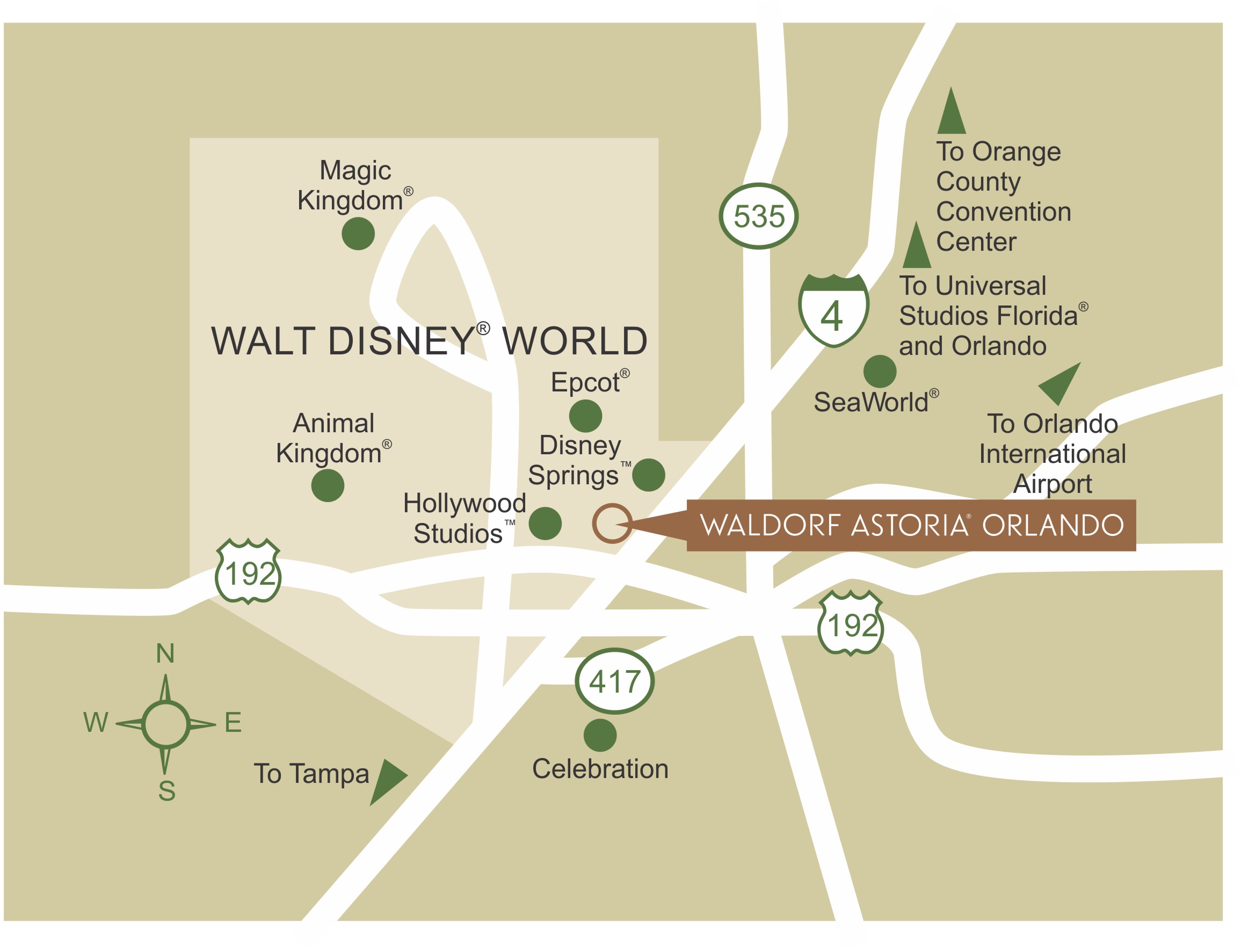 Waldorf Astoria Orlando area map